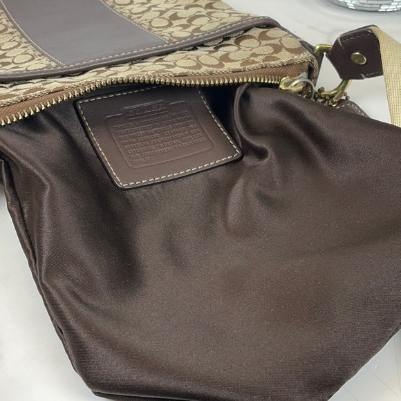 Coach Signature Brown and Tan Crossbody Shoulder Bag - Picture 8 of 12